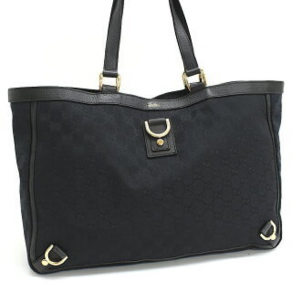 Gucci Tote Bag Abbey GG Canvas Black - Picture 1 of 8
